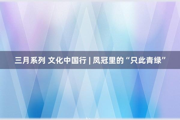 三月系列 文化中国行 | 凤冠里的“只此青绿”