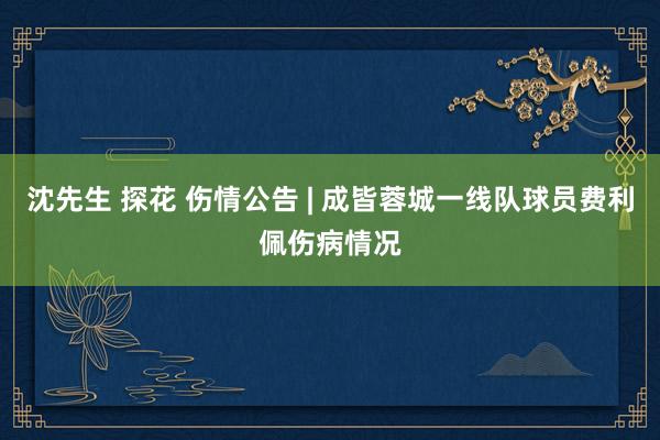 沈先生 探花 伤情公告 | 成皆蓉城一线队球员费利佩伤病情况