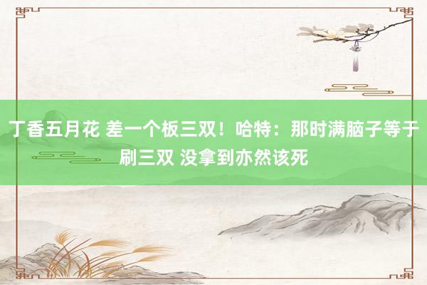 丁香五月花 差一个板三双！哈特：那时满脑子等于刷三双 没拿到亦然该死