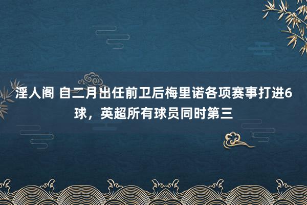 淫人阁 自二月出任前卫后梅里诺各项赛事打进6球，英超所有球员同时第三
